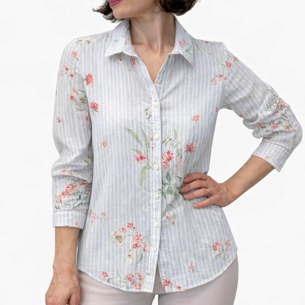 Blue Joint camicia fiori