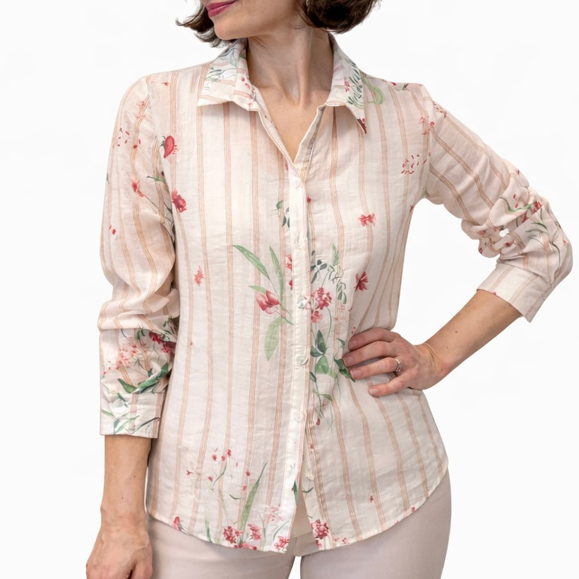 Blue Joint camicia fiori