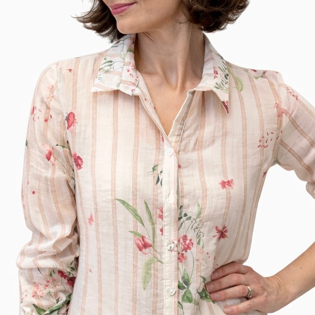 Blue Joint camicia fiori