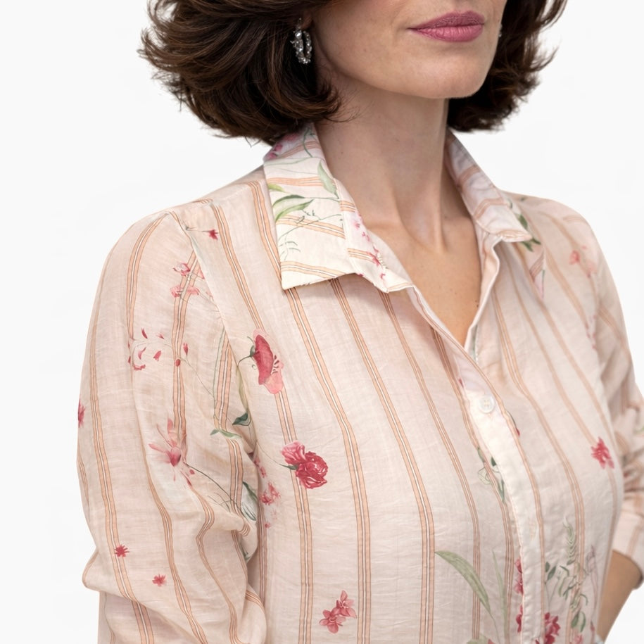 Blue Joint camicia fiori