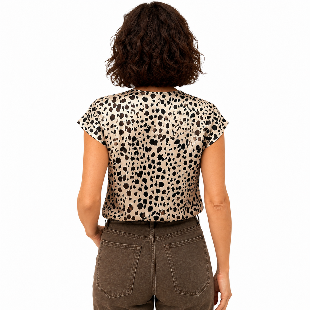 Blue Joint top animalier drappeggio
