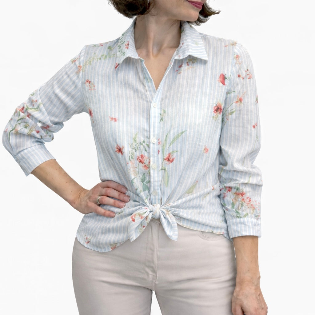 Blue Joint camicia fiori