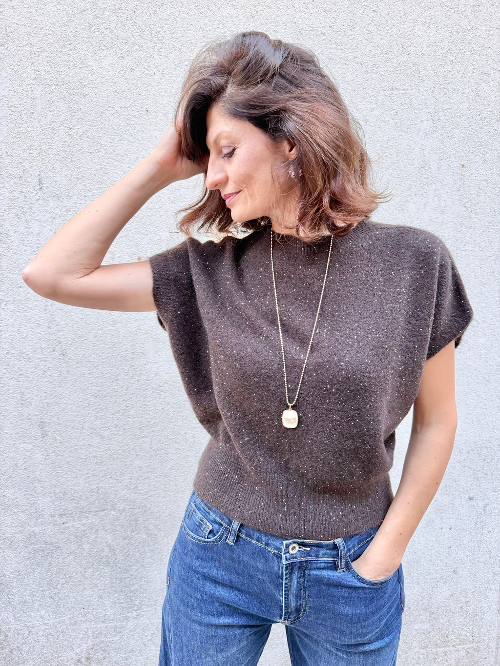 Blue Joint maglione micropaillettes