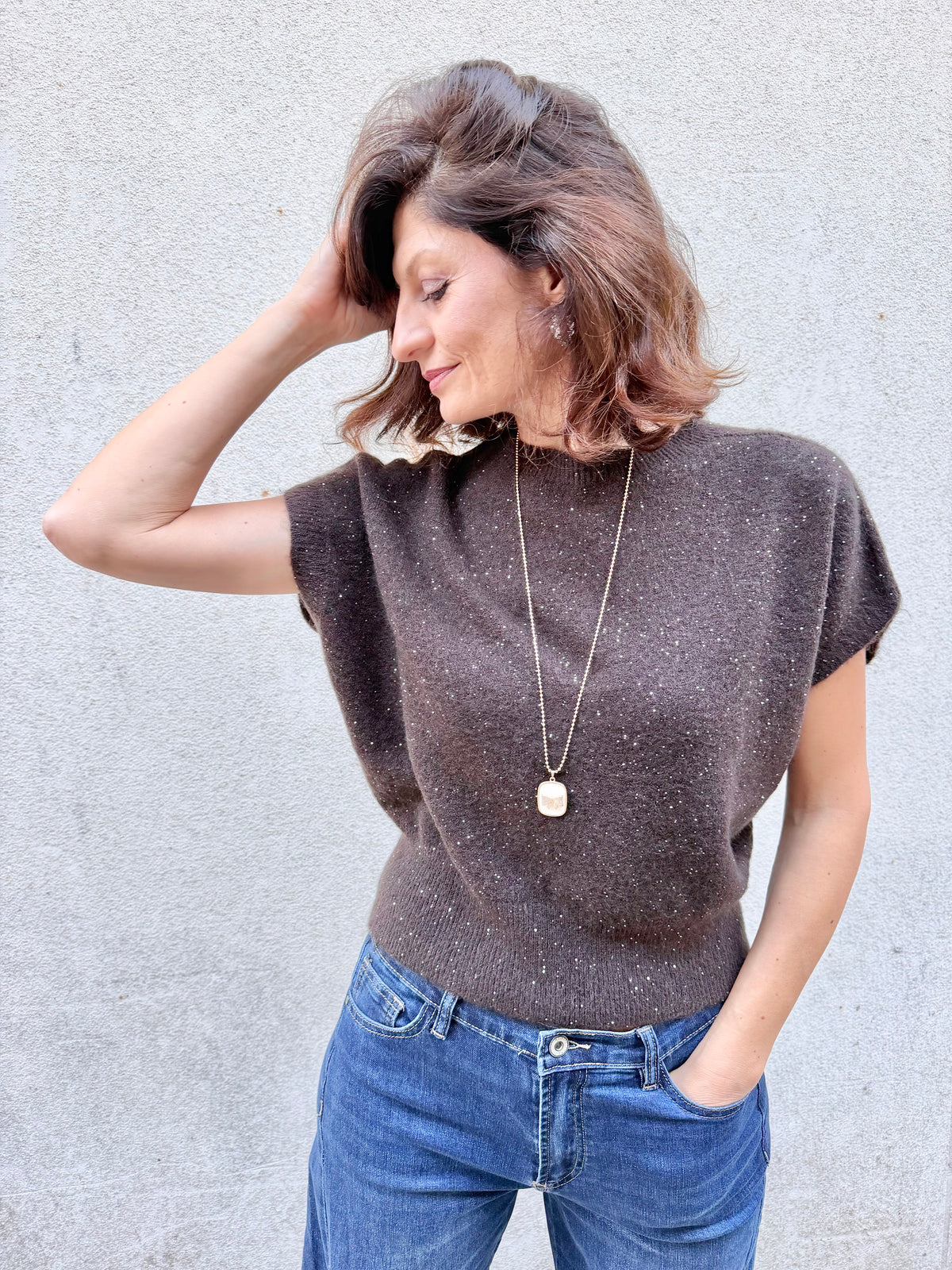 Blue Joint maglione micropaillettes