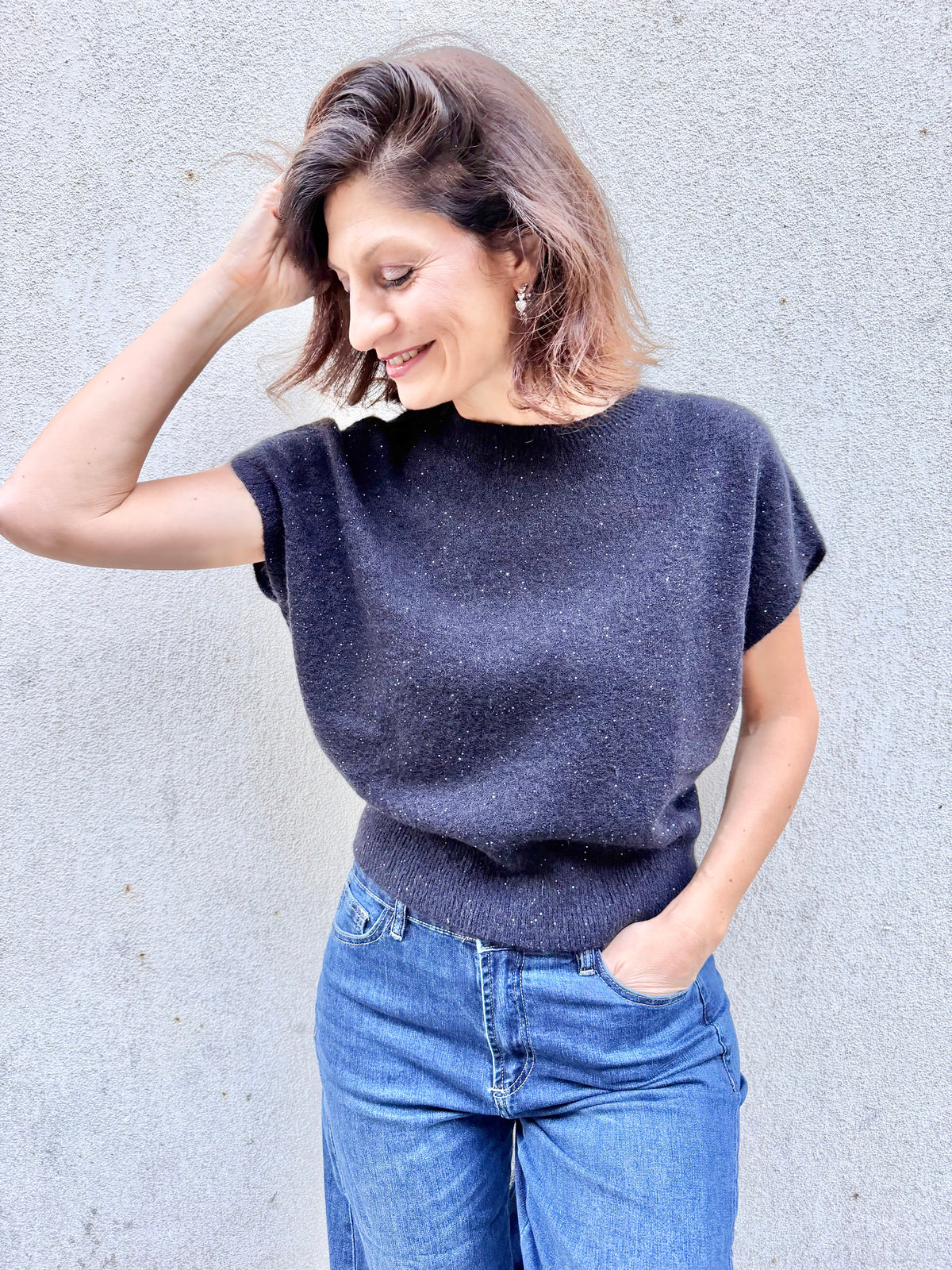 Blue Joint maglione micropaillettes