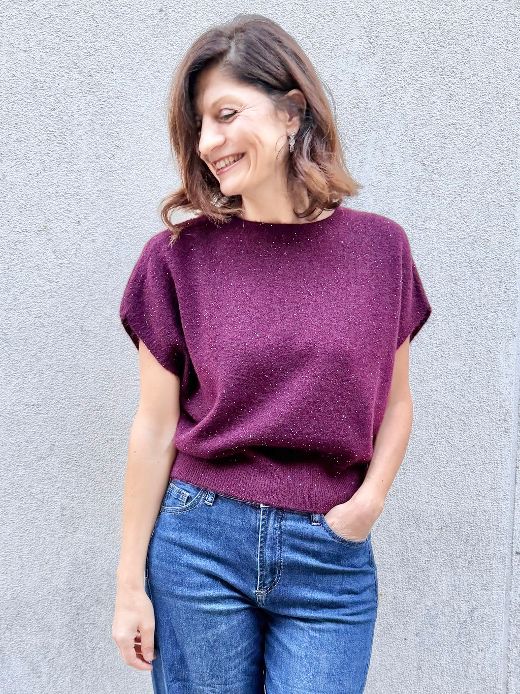 Blue Joint maglione micropaillettes