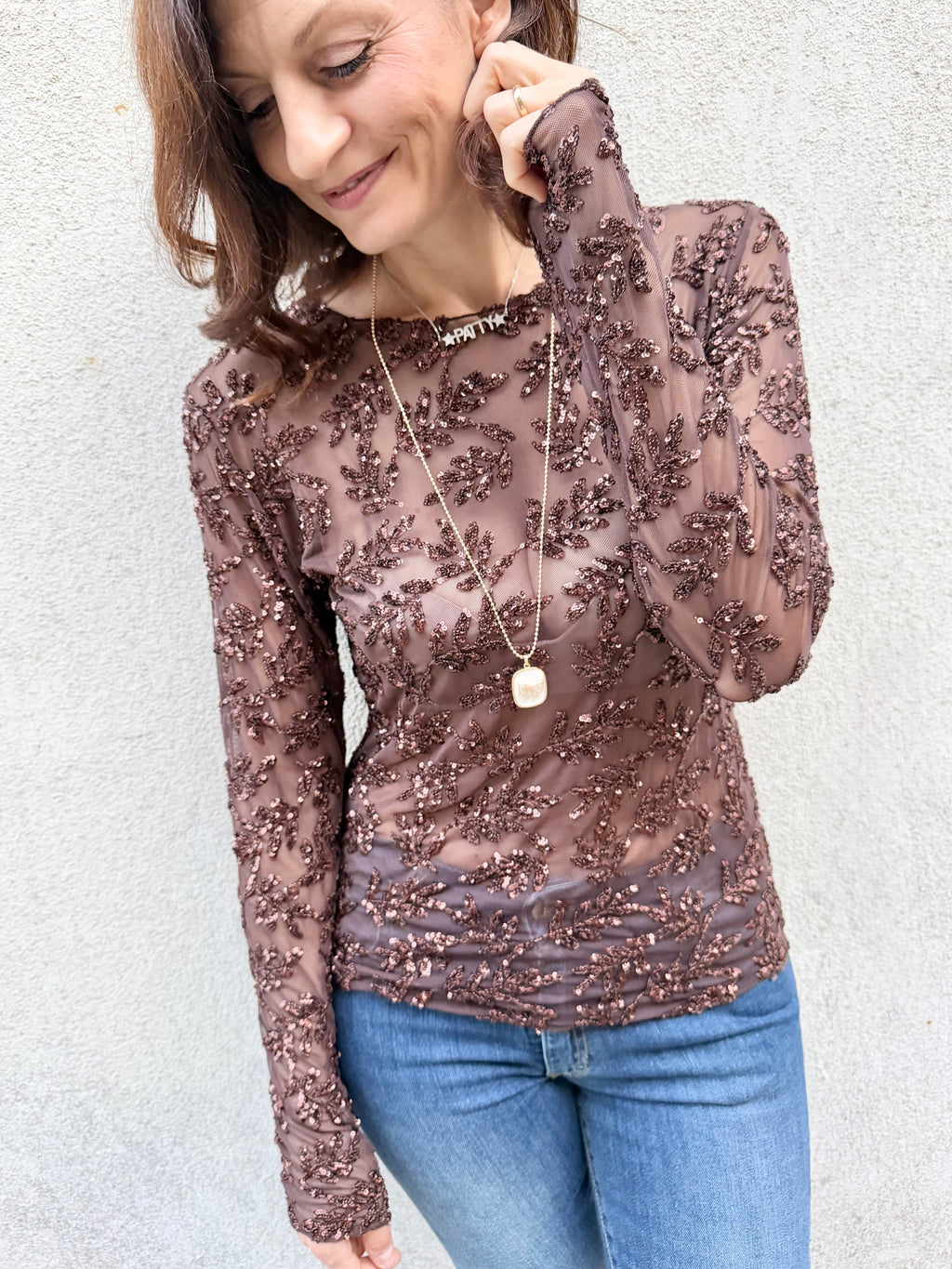 Blue Joint Maglia tulle e paillettes