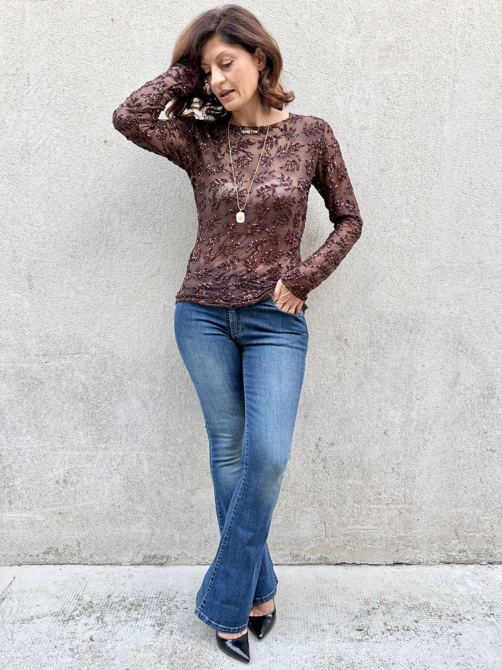Blue Joint Maglia tulle e paillettes