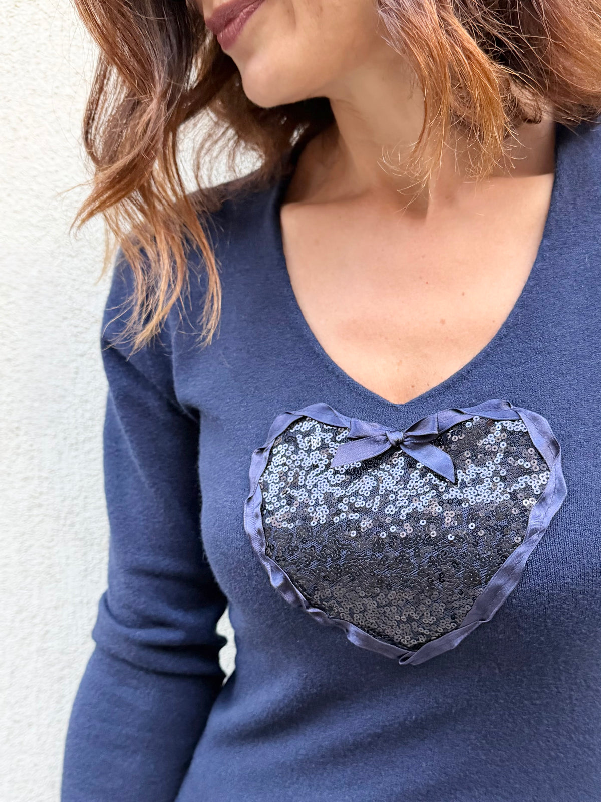 Simona M maglione cuore paillettes