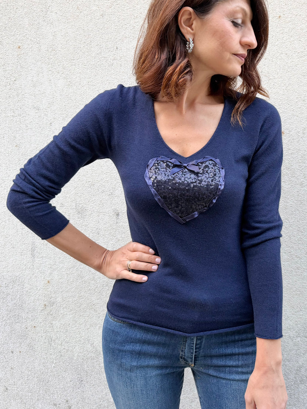 Simona M maglione cuore paillettes
