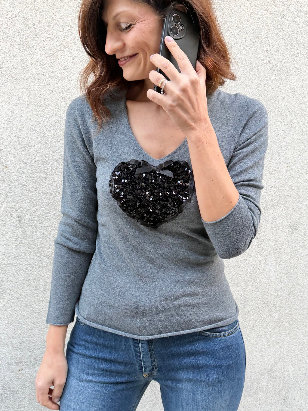 Simona M maglione cuore paillettes