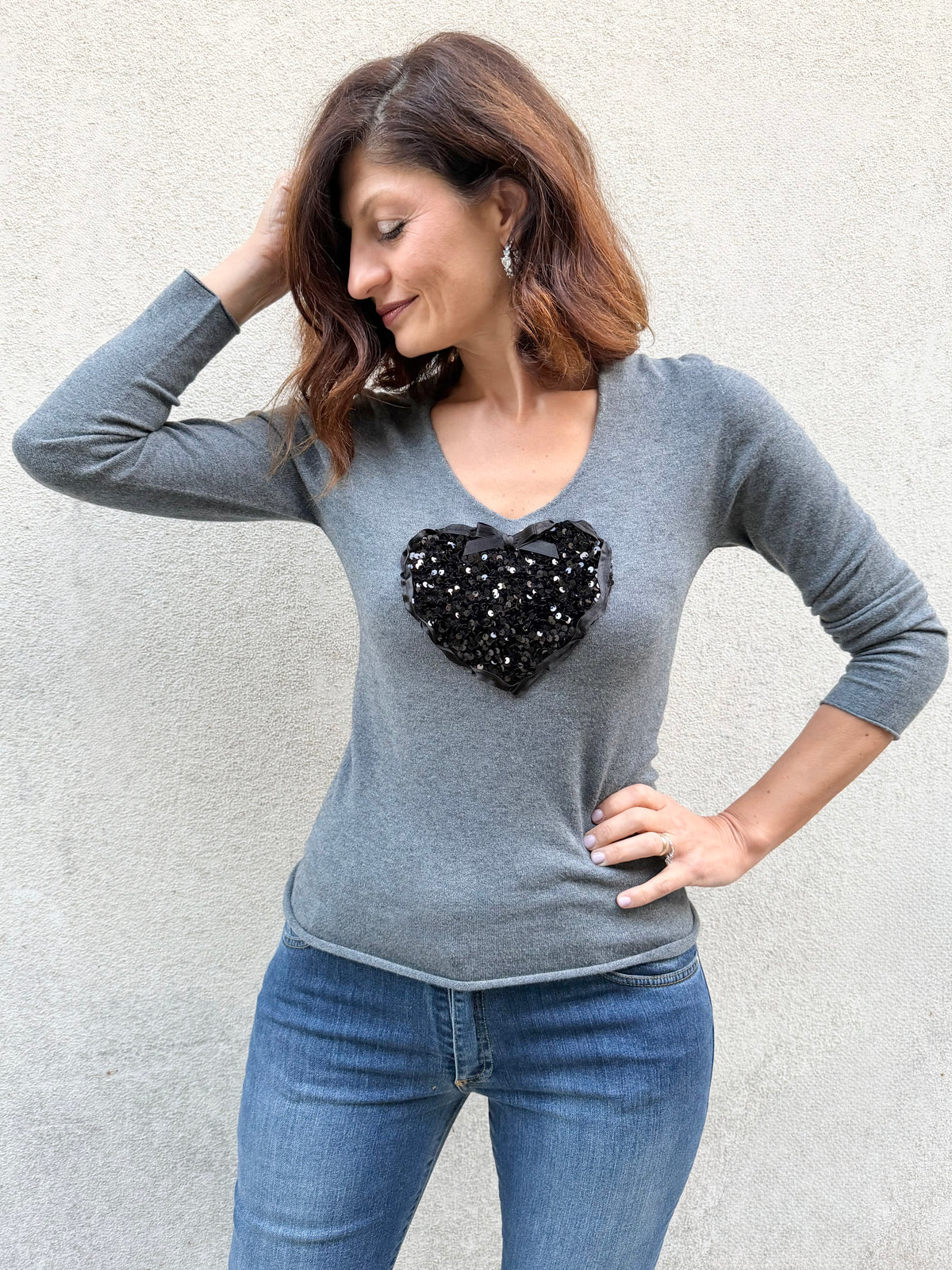 Simona M maglione cuore paillettes