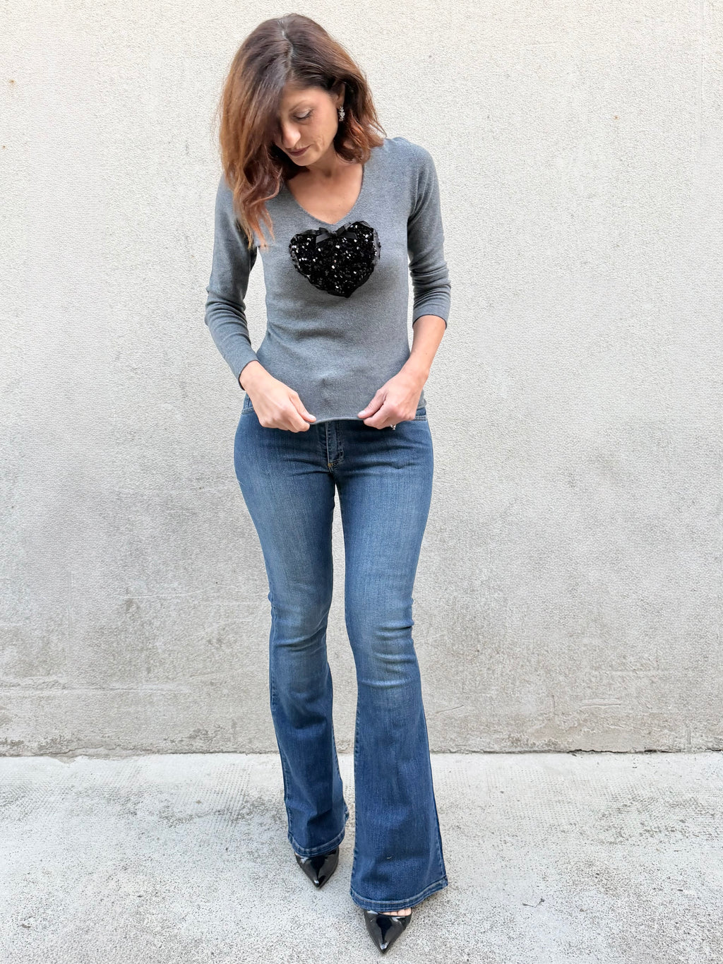 Simona M maglione cuore paillettes