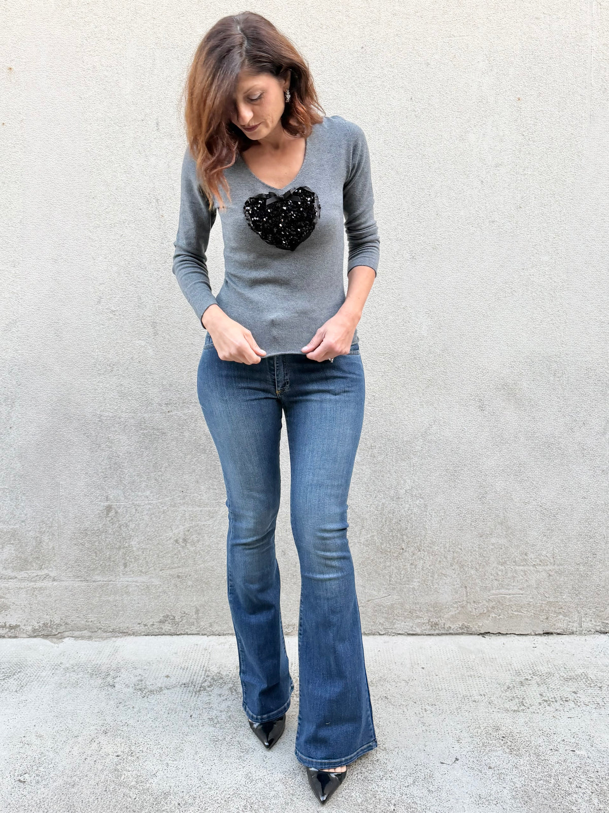 Simona M maglione cuore paillettes