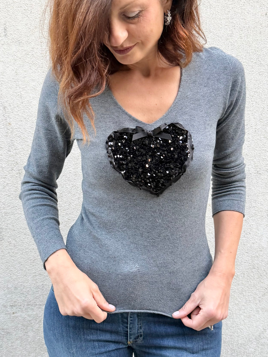 Simona M maglione cuore paillettes