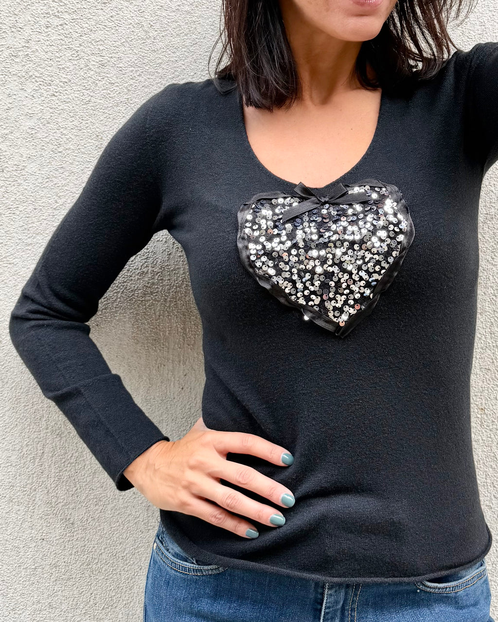 Simona M maglione cuore paillettes