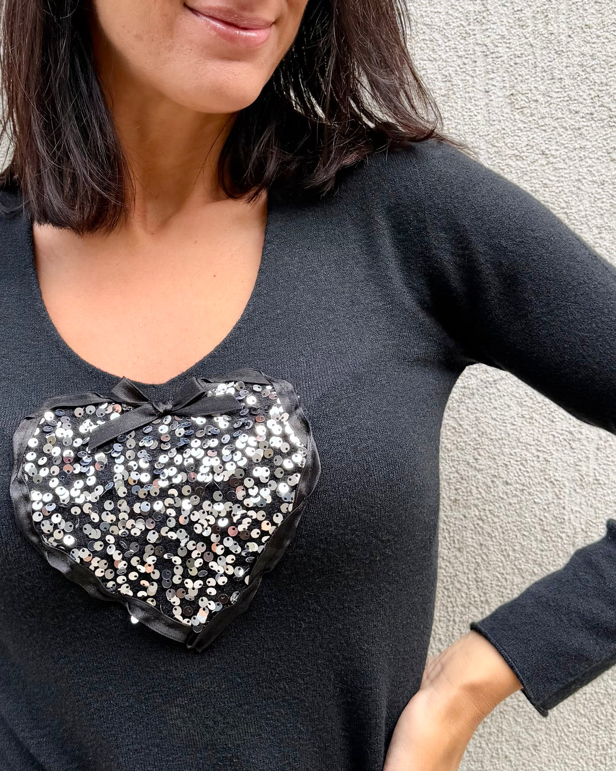 Simona M maglione cuore paillettes