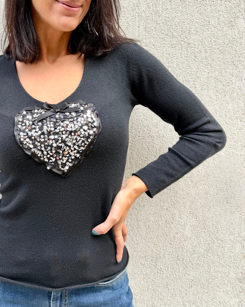 Simona M maglione cuore paillettes