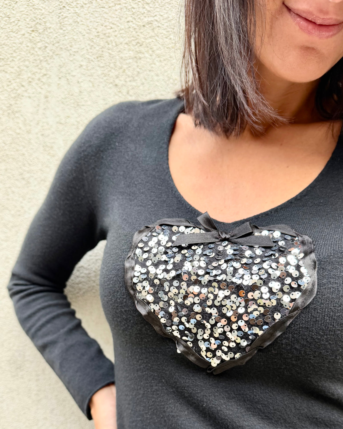 Simona M maglione cuore paillettes
