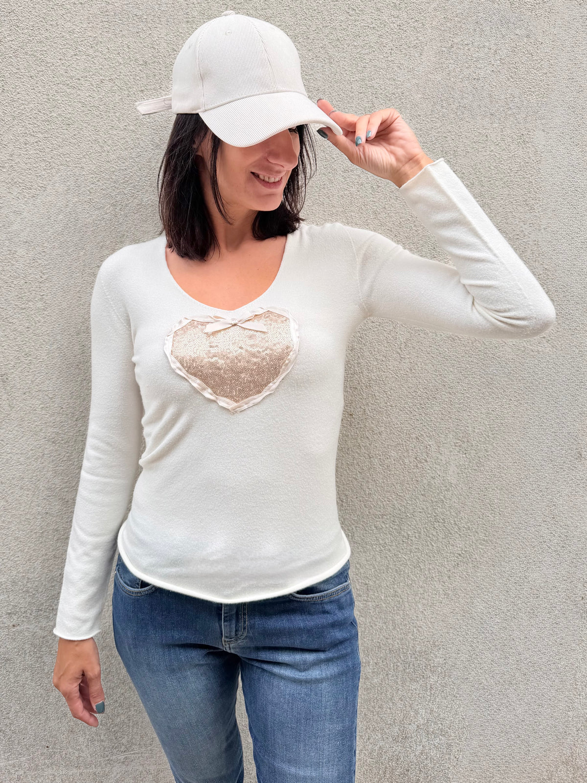 Simona M maglione cuore paillettes