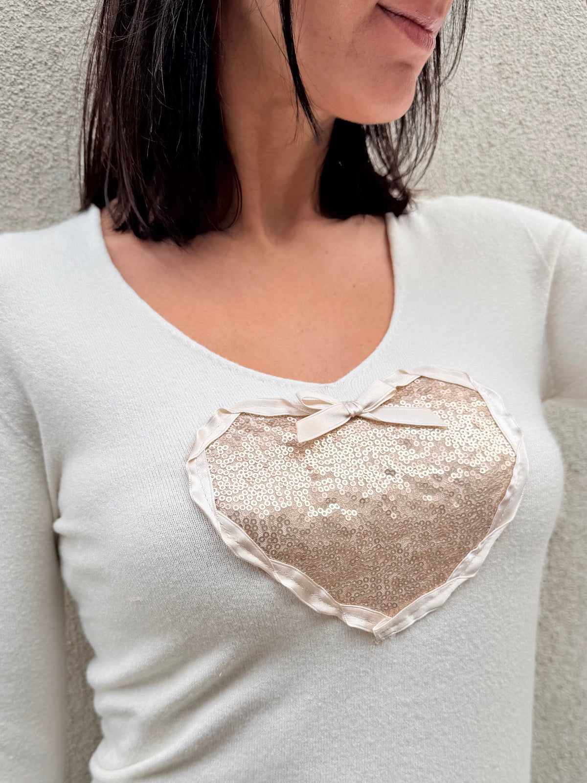 Simona M maglione cuore paillettes