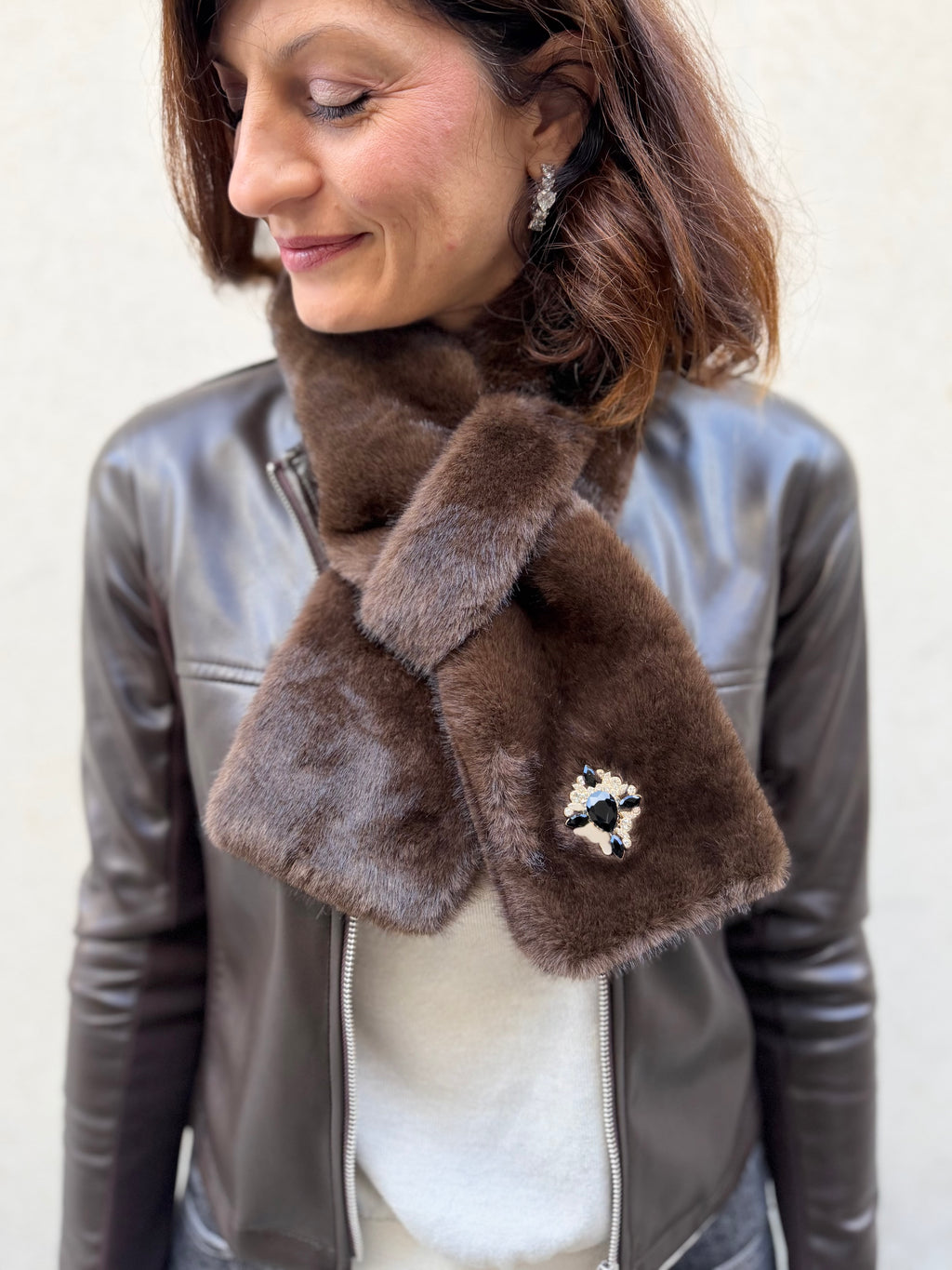 Ayfee collo ecopelliccia strass
