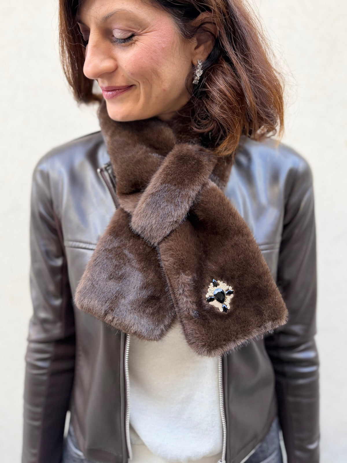 Ayfee collo ecopelliccia strass