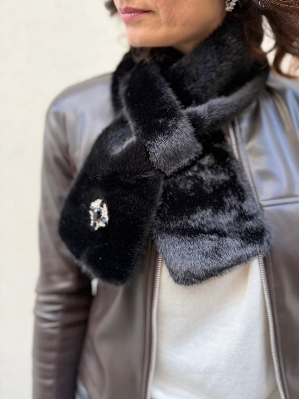 Ayfee collo ecopelliccia strass