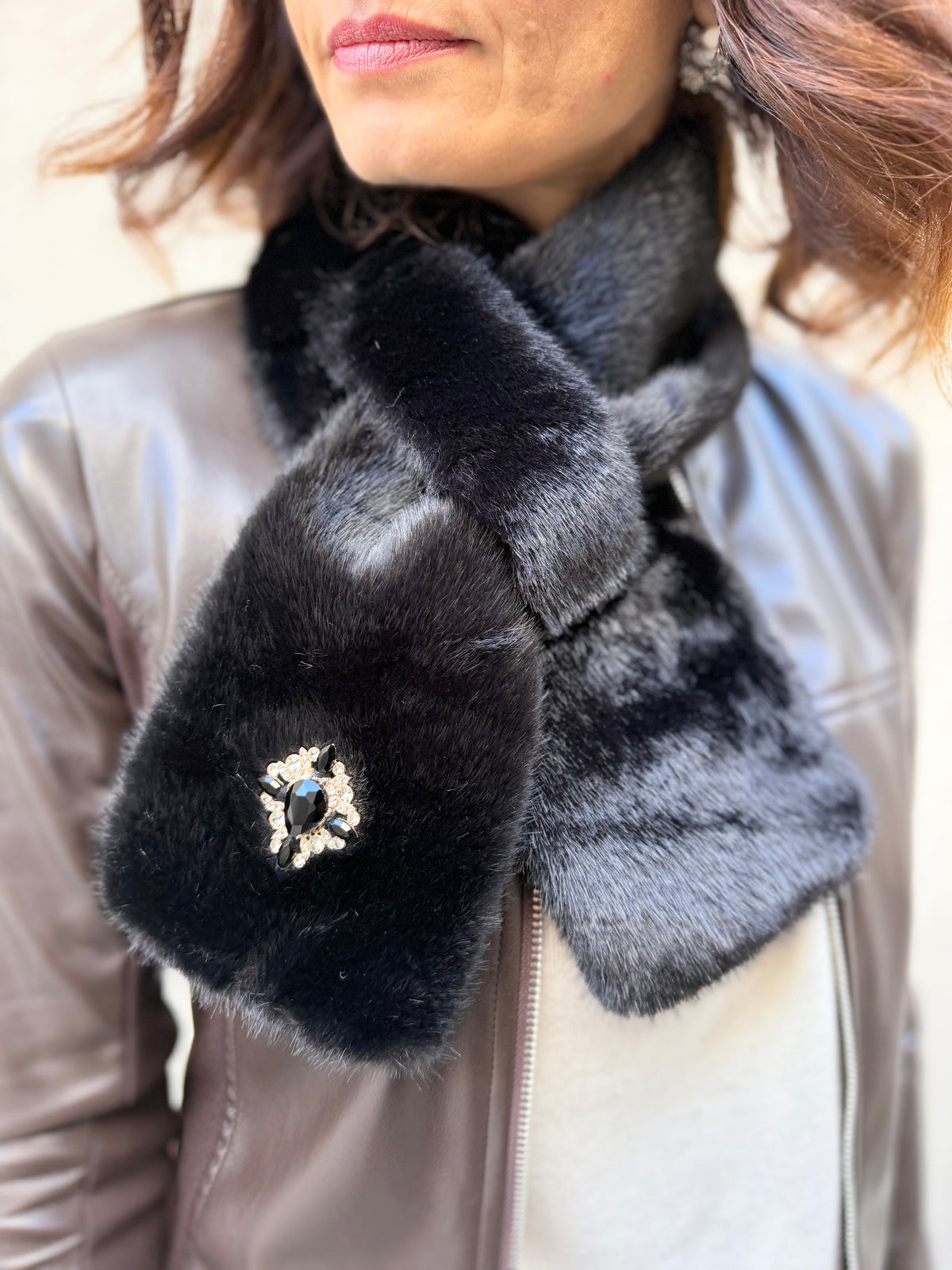 Ayfee collo ecopelliccia strass