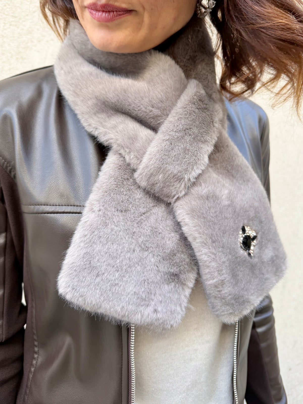 Ayfee collo ecopelliccia strass