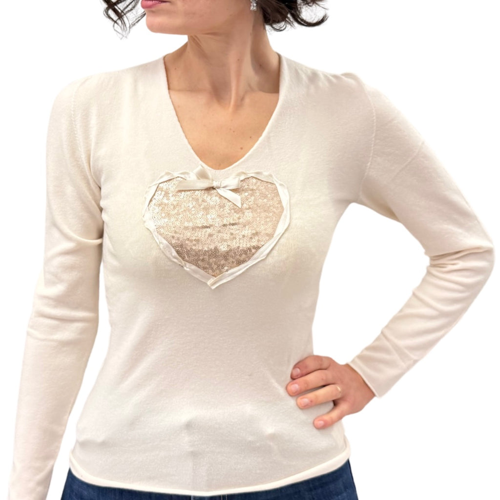 Simona M maglione a V cuore paillettes