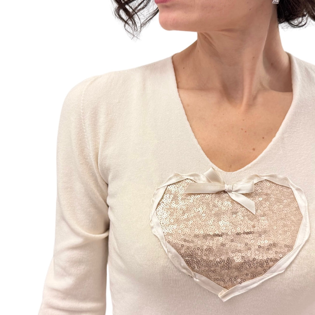 Simona M maglione a V cuore paillettes