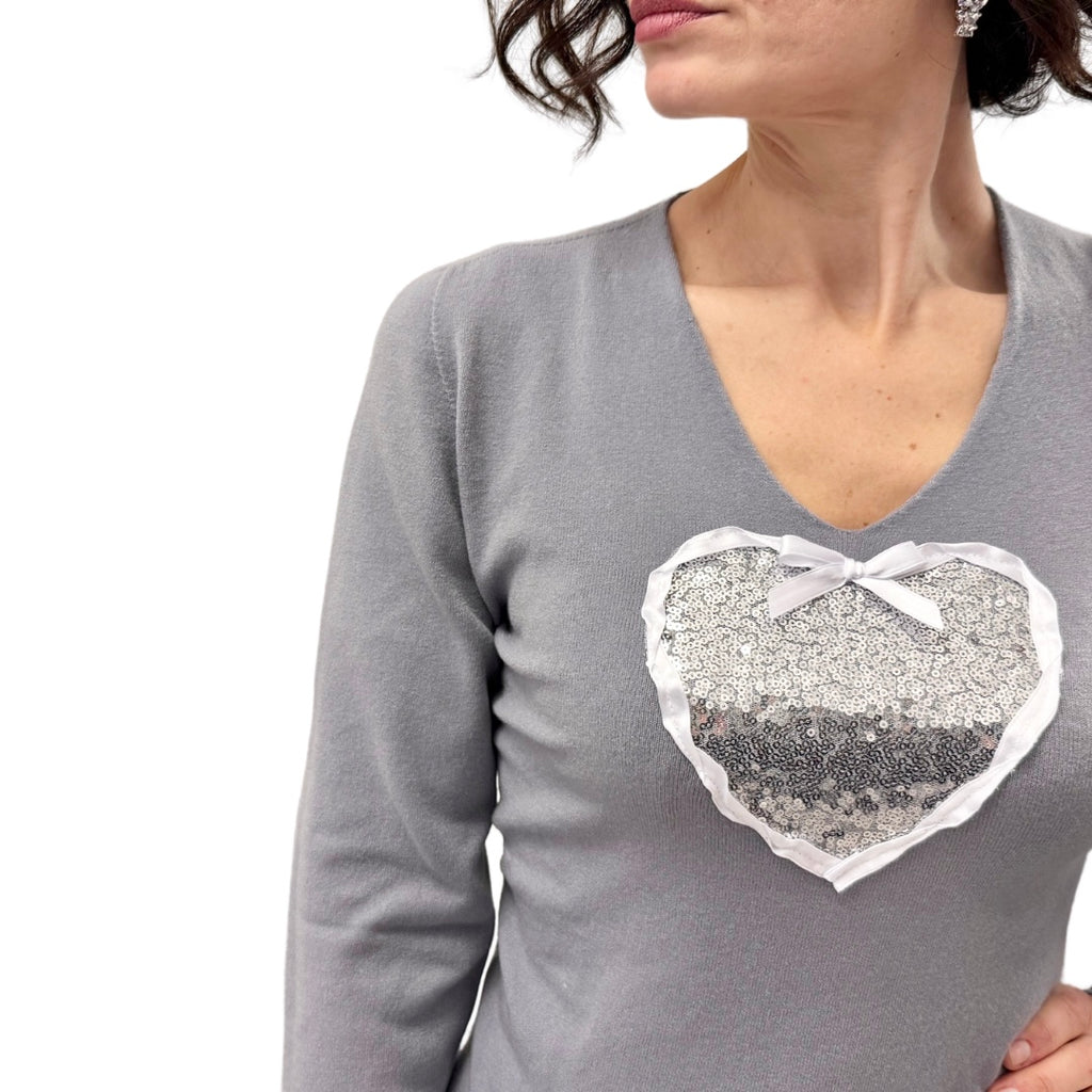 Simona M maglione V cuore paillettes