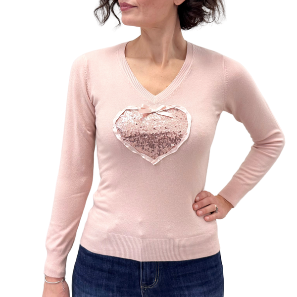 Simona M maglione a V cuore paillettes V CUOREROSA Simona M.