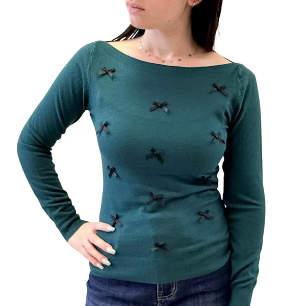 Simona M maglione scollo madonna fiocchetti GIROCOLLO FIOCCHIVERDE Simona M.