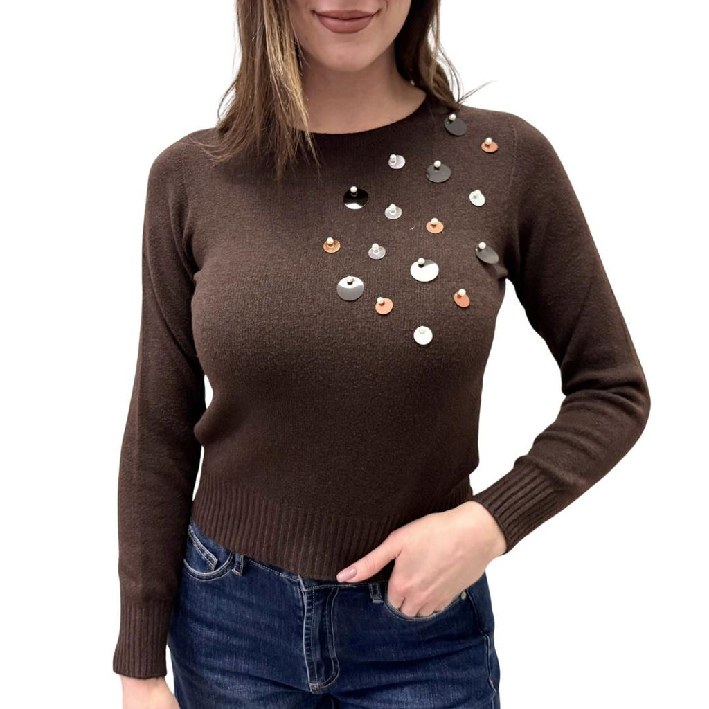 Blue Joint maglione perle paillettes 