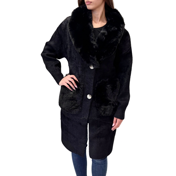 Ayfee pellicciotto lungo 245-CAM25278NERO Ayfee