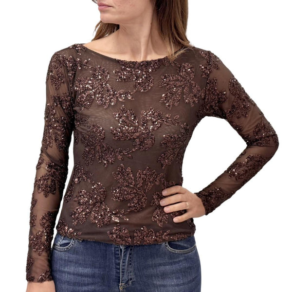 Blue Joint maglia ricamo paillettes 90045MORO blue joint