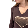 Simona M maglione a V cuore paillettes V CUOREMARRONE Simona M.