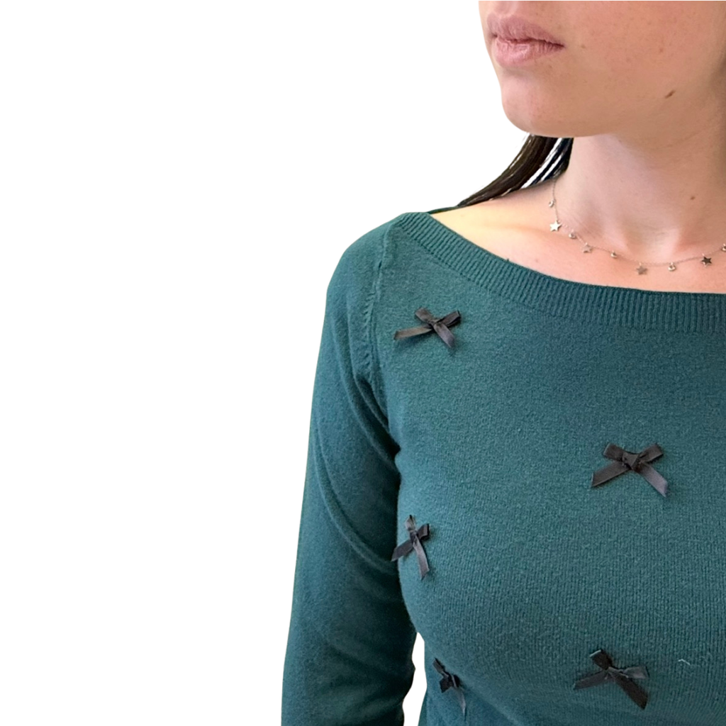Simona M maglione scollo madonna fiocchetti GIROCOLLO FIOCCHIVERDE Simona M.