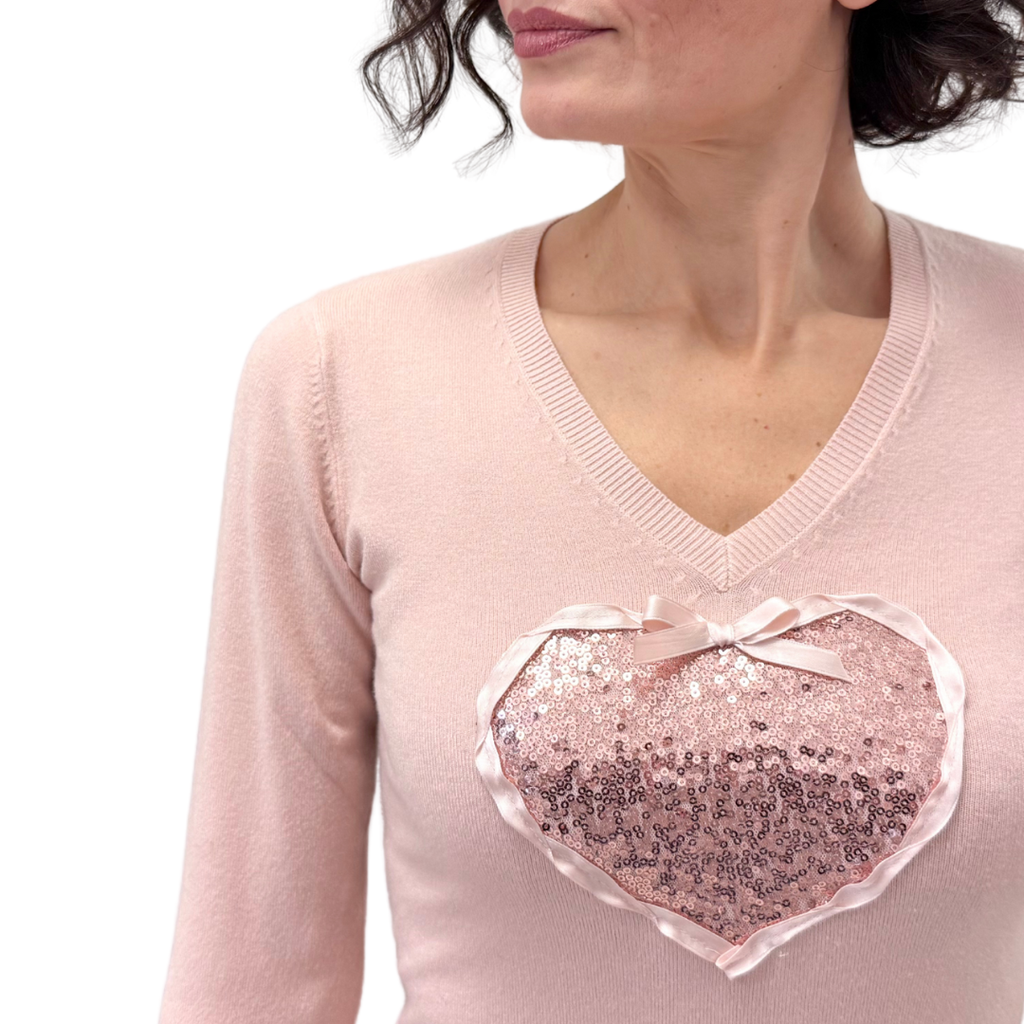 Simona M maglione a V cuore paillettes V CUOREROSA Simona M.
