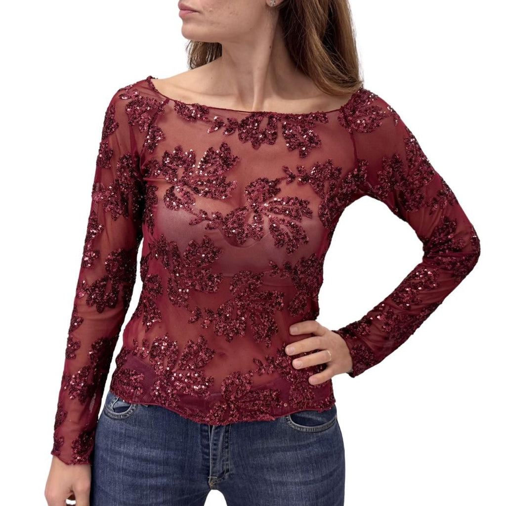 Blue Joint maglia paillettes 99044BURGUNDY blue joint