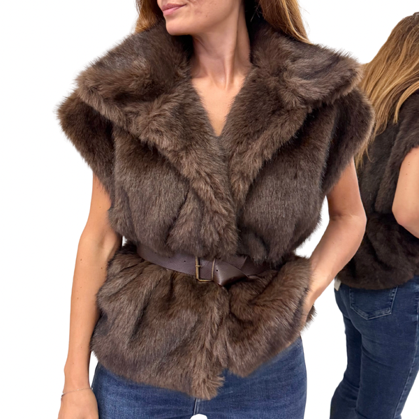 Zimo pellicciotto smanicato 0000137MARRONE zimo