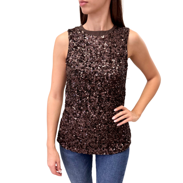 Rebeka Ross top paillettes TO59CIOCCOLATO Rebeka Ross