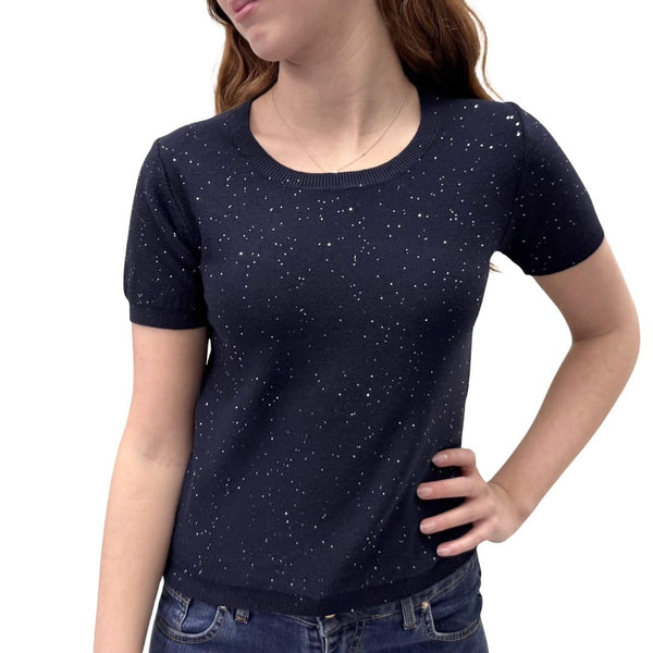 Zimo maglione manica corta paillettes 00008215BLU zimo