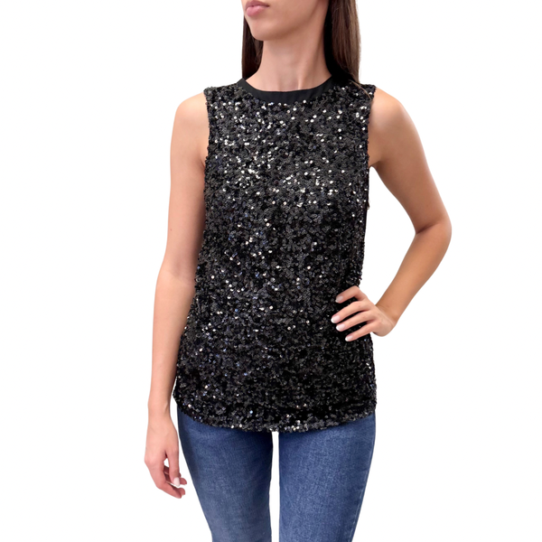 Rebeka Ross top paillettes TO59NERO Rebeka Ross