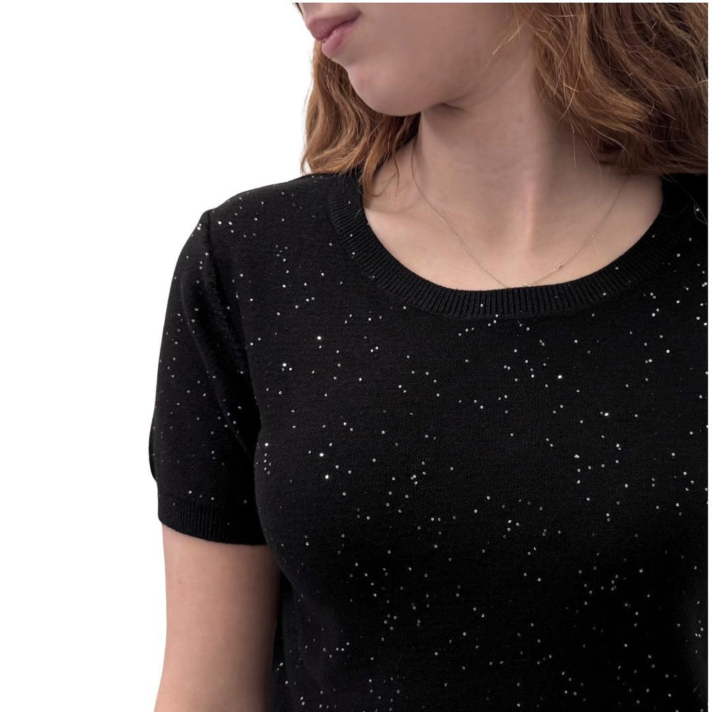 Zimo maglione manica corta paillettes 00008215NERO zimo