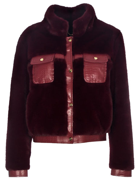 Ayfee pellicciotto tasche e copelle 020-CAM25225BURGUNDY Ayfee